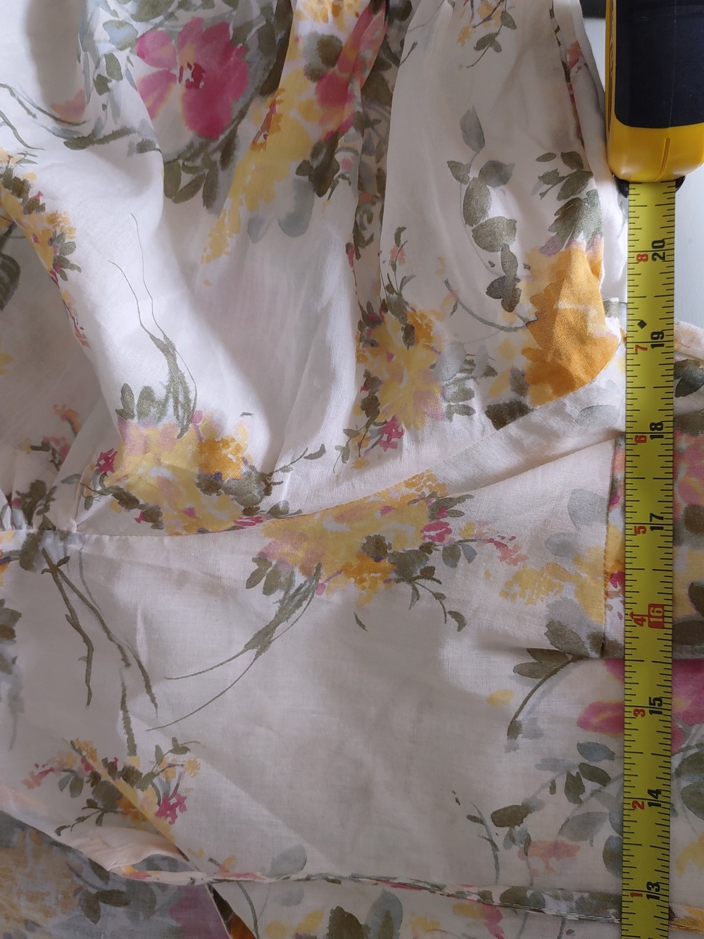 CeCe Cream Floral Peplum Cotton Blouse with Yellow & Pink Flowers - Picture 5 of 9